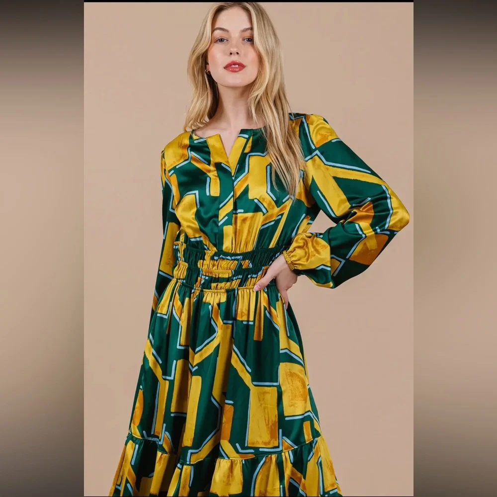 Boho Geometric Print Tiered Maxi Dress - Picture 6 of 6